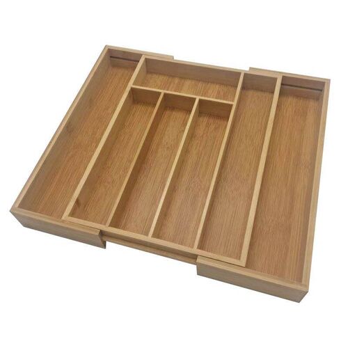 bamboo cutlery tray adjustable drawer storage box