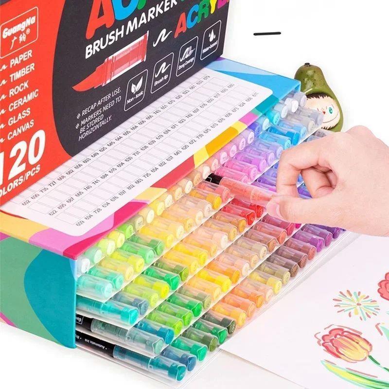 Acrylic Paint Pens Markers Brush Tip Paint Markers for Rock图片