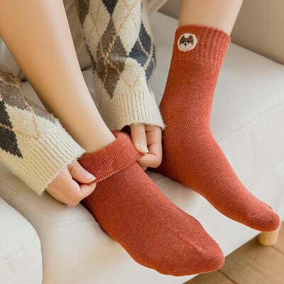 Sock kid wool ankle socks solid-colored mid-calf socks