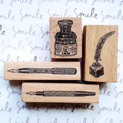 Stamp Scrapbooking Nib Pens Ink Bottle Typewriter Daily Life