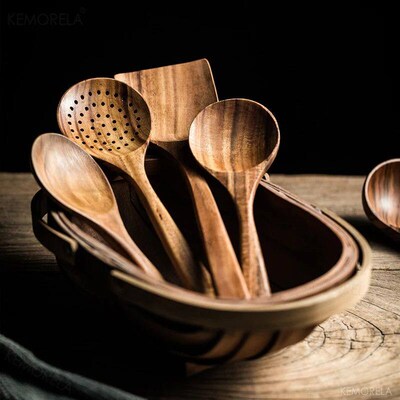 Thailand Teak Natural Wood Tableware Spoon Ladle Turner Long