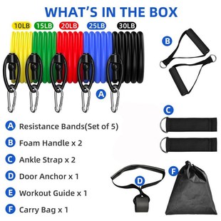 11 pcs Yoga Gym Band Tube Resistance Bands Set Fitness