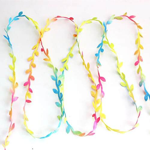10yards Silk Leaf-Shaped Handmake Artificial Green Leaves fo