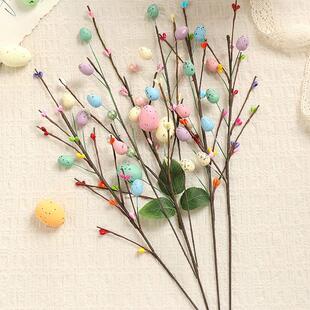 Artificial Easter Flower Easter Colorful Egg Berries Decorat