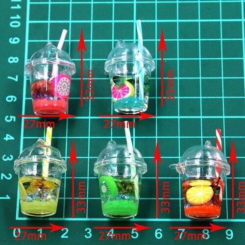 5Pcs 27X33mm 5 Color Noctilucent Fruit Cup Resin Earring Cha