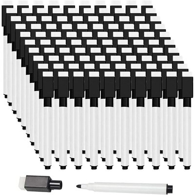 100Pcs Whiteboard Marker Pens Fine Point Tip with Eraser Cap