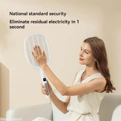 Rechargeable 4000V Electric Exterminator Fly Swatter Detacha