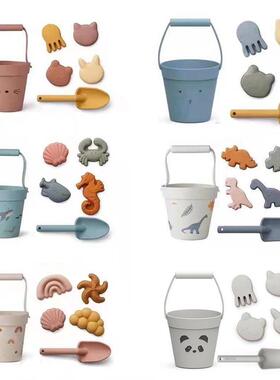 2024+Silicone+Children+Beach+Toys+6+Pcs+Sand+Play+Kit+Baby