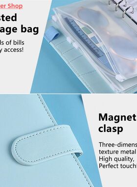 1 Set Budget Book Loose Leaf Multi-use Faux Leather Money Sa