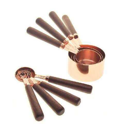 Measuring Cups Spoons Set Wood Handle Stainless Steel
