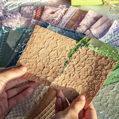 Textured Scrapbook Paper and Mesh Fabric For Planner Bullet