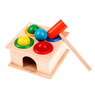 1Set Wooden Hammering Ball Hammer Box Children Fun Playing