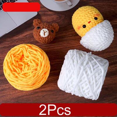 2Pcs Hand Knitting Thin Velvet yarn Crocheting Chenille yarn