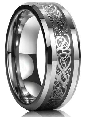 21 Colors 8mm Mens Stainless Steel Celtic Dragon Ring