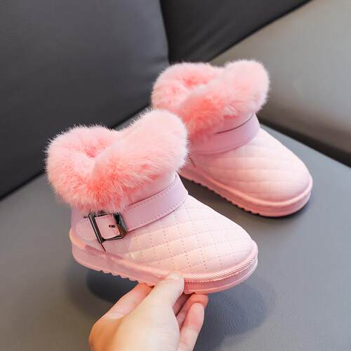2025 Leather Childrens Snow Boots Waterproof Padded tton Bo