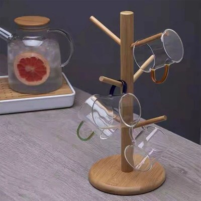 Tree Shape Wood Coffee Tea Cup Storage Holder Stand Mug Hang