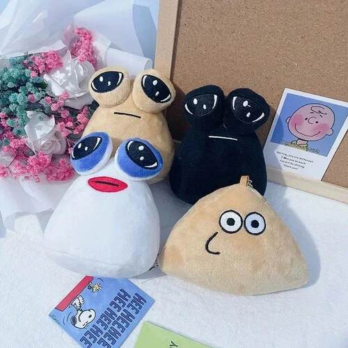 Hot 10cm Game My Pet Alien Pou Plush Keychain Furdiburb Emot