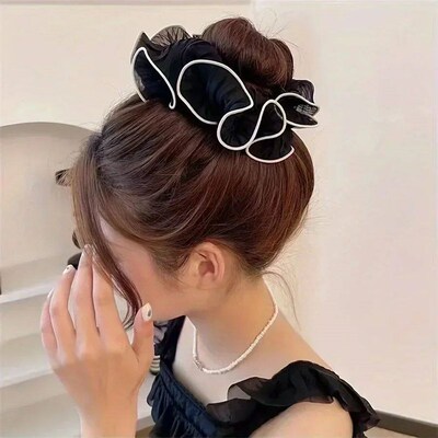 1/4Pcs New Korean Retro Folded Chiffon Oversize Scrunchies W