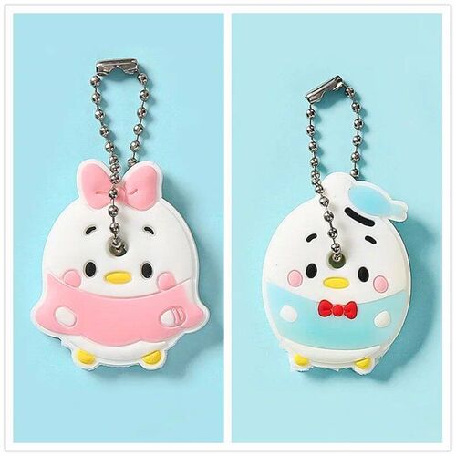 2PCS   Mickey Cartoon Keychain Silicone Minnie Animal Protec