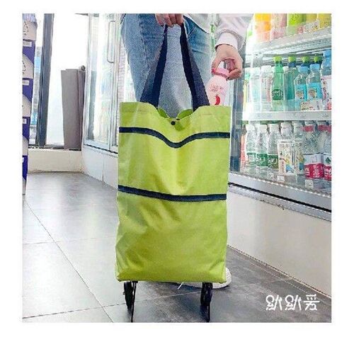 Home Portable Folding Shopping Bag with Wheels Womens