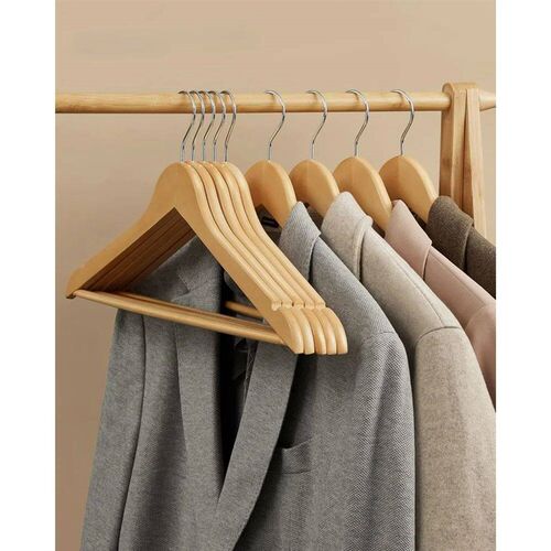 Wooden Coat Hanger, 10pcs Solid Wood Hangers, Non-Slip Cloth