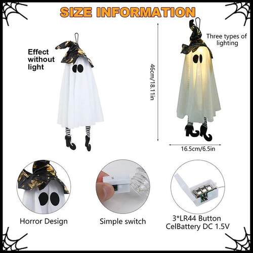 1/2/3pcs Halloween LED Light Up Witch Ghost for Halloween Pa