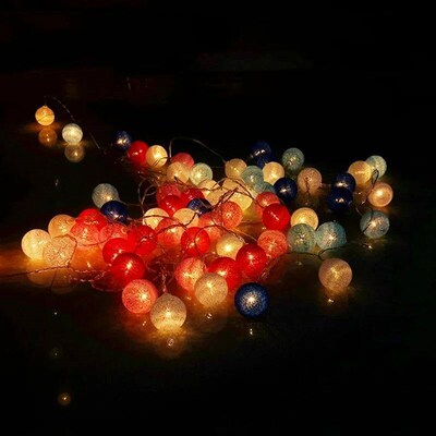 String Lights 10/20/30 LEDs Cotton Thread Balls Home Decorat