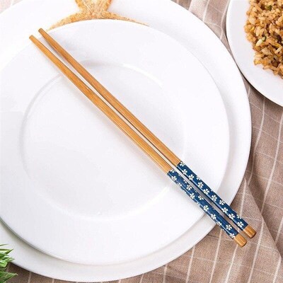1Pairs Natural Bamboo Chopsticks Reusable Traditional Handma
