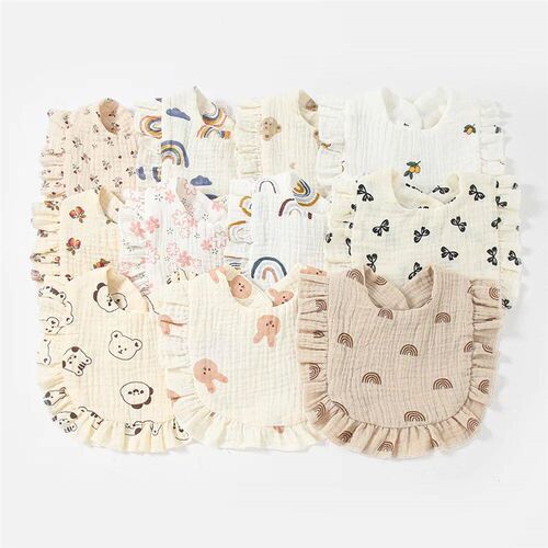Korean Style Baby Feeding Drool Bib Ruffle Floral Infants Sa