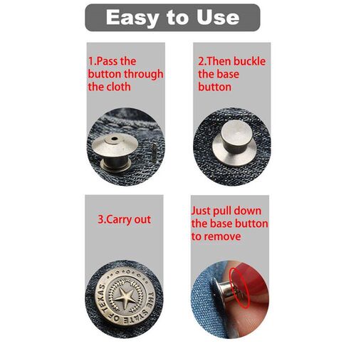 Detachable Retro Metal Buttons Snap Fastener Pants Pin for J