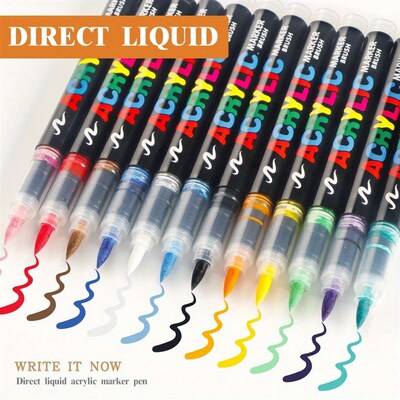 12/24/36/48 Color Acrylic Paint Pen Markers Brush Tip Paint