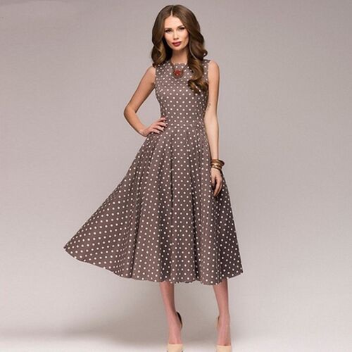 New Vintage Polka Dot Swing Party Dresses Summer Lady Sleeve