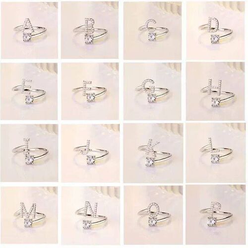 26 English Letter Open Finger Rings A-Z Initials Name Alphab