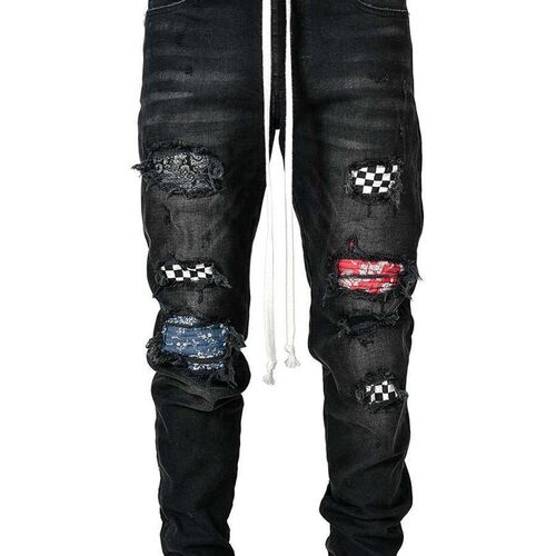 New mens high-end slim fit ripped pencil pants new mens je