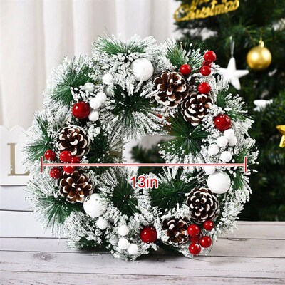 30CM Christmas Door Wreath Artificial Hanging Xmas Garland H