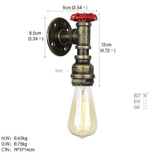 Water Pipe Retro Wall Lamp Industrial  Vintage Iron Lamps