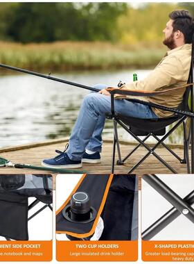 2-Pack 350LB Heavy Duty Oversized Padded Quad Fold Camping C