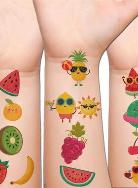 Glitter Fruit Temporary Tattoos for Kids - 100+ Cartoon Frui
