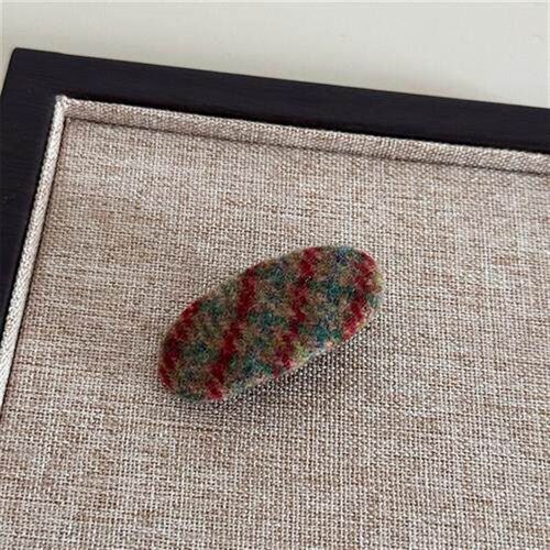 Retro Plaid Fabric Duckbill Clip Side BB Clip Autumn Winter