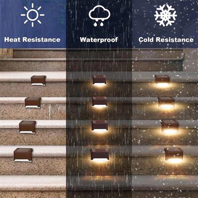 Warm White LED Solar Step Lamp Path Stair Outdoor Garden Lig