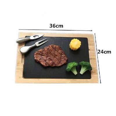 wooden Board with slate stone steak Tray Cuisine Western