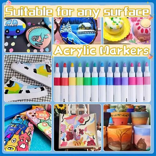 48-Color Double-Tipped Acrylic Marker pens Set - Ideal for R