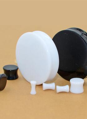 Pair 3-50mm Acrylic Solid Ear plug White&Black Earing Large