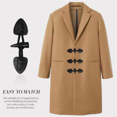 4 Pairs of Coat Horn Buttons ( Black) Retro Clothes Sewing