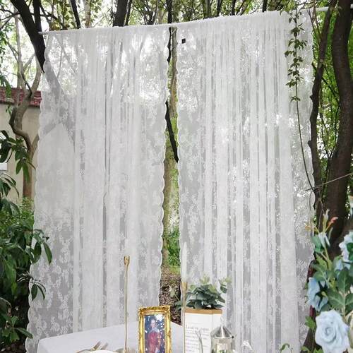 Floral Lace Sheer Rod Pocket Curtain Panel