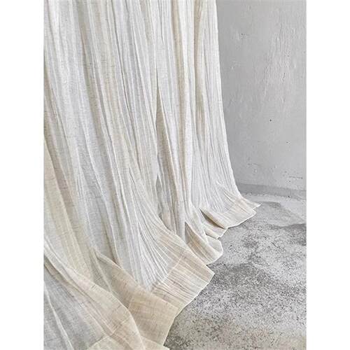 Folk Quiet Style Wrinkled Linen Texture Balcony Bedroom Scre