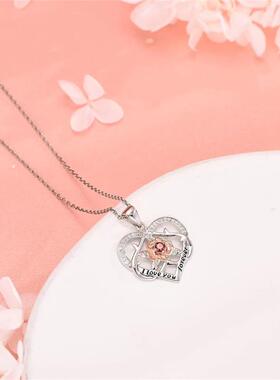 Exquisite Fashion I Love You Forever Heart-shape Rose Neckla