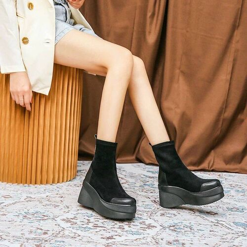 Womens Boots 2023 Autumn Winter Botines Chelsea Short Platf