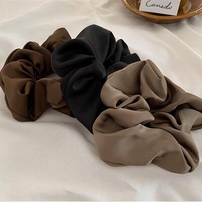 Newest Korean Woman Big Elegant Silk Elastics Hair Band Soli