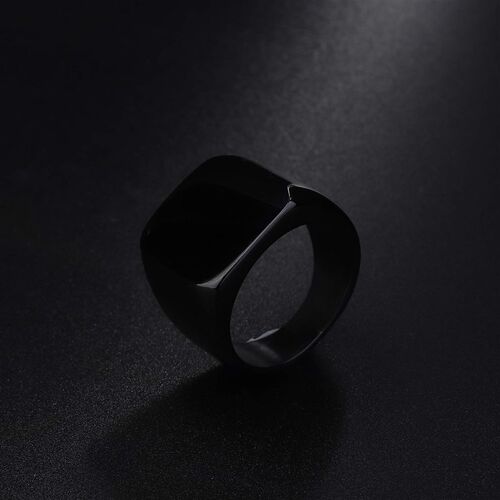 Fashion Mens Smooth Black Stainless Steel Rings Width